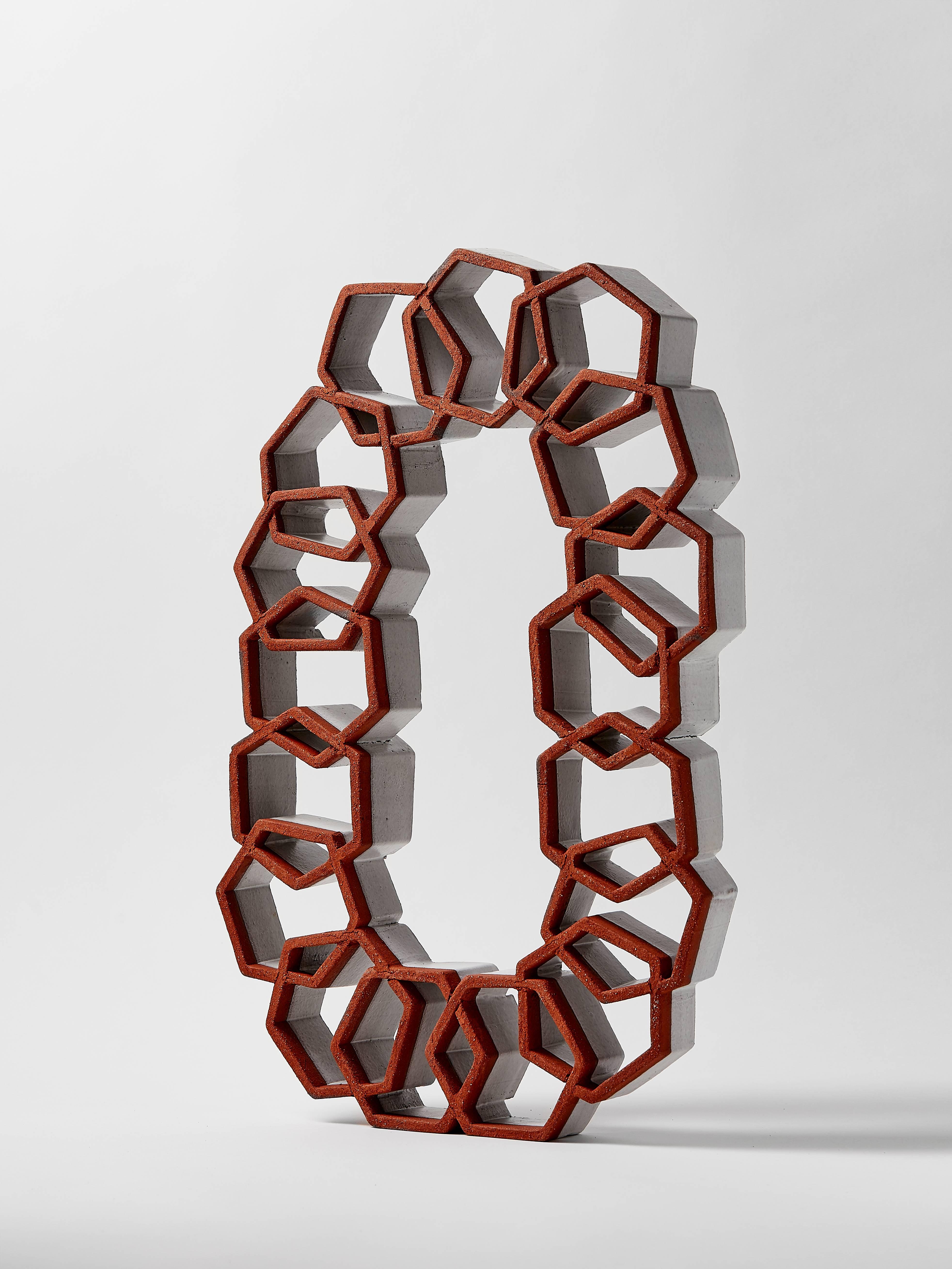 Brutalist Hexagon Ceramic Sculpture by Ben Medansky For Sale