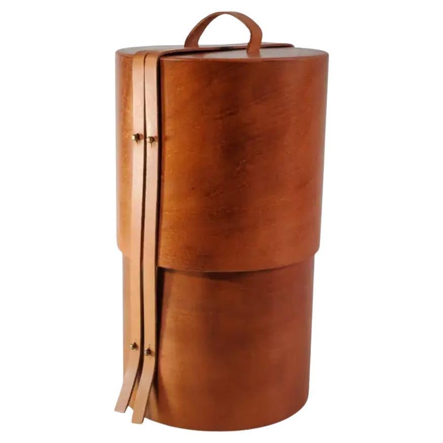 1970 Ingo Knuth DNK Daniela Mola Italian Design Wood Leather Box For Sale