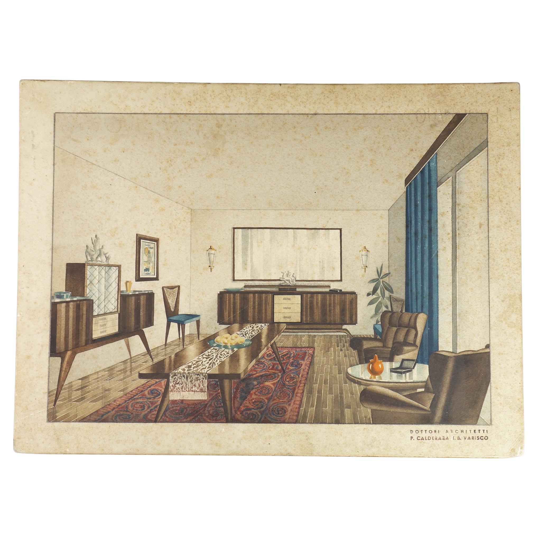 1920 Varisco & Calderara Arquitecto Art Decó Dibujo Interiorismo de Casas