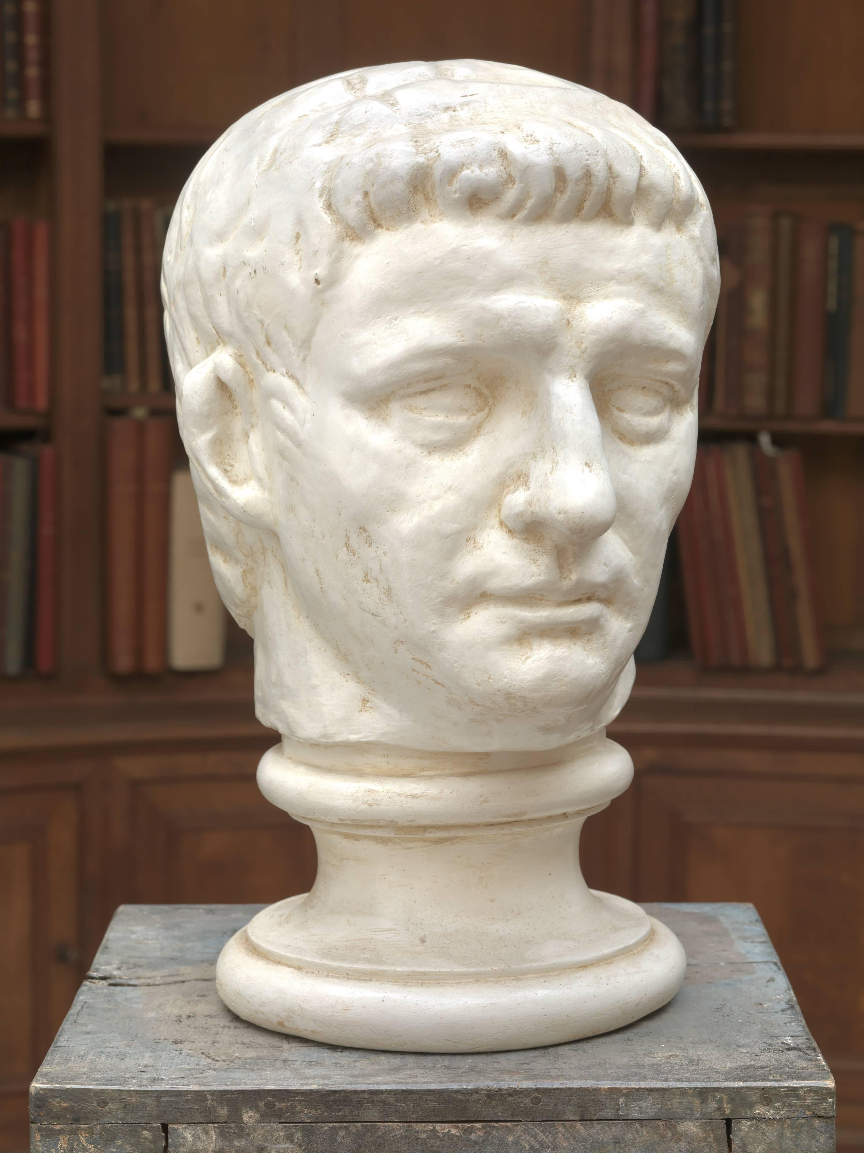 Plaster model of Roman head on classic base, 20th century.
The figure is not signed.