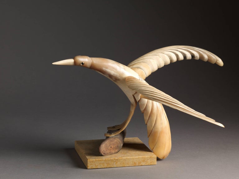 Collection of 70 Vintage HandCarved Cow Horn Sculptures, 20th Century