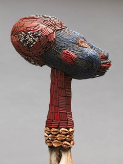 Three Decorative Beaded Flywhisks , Cameroon Grasslands