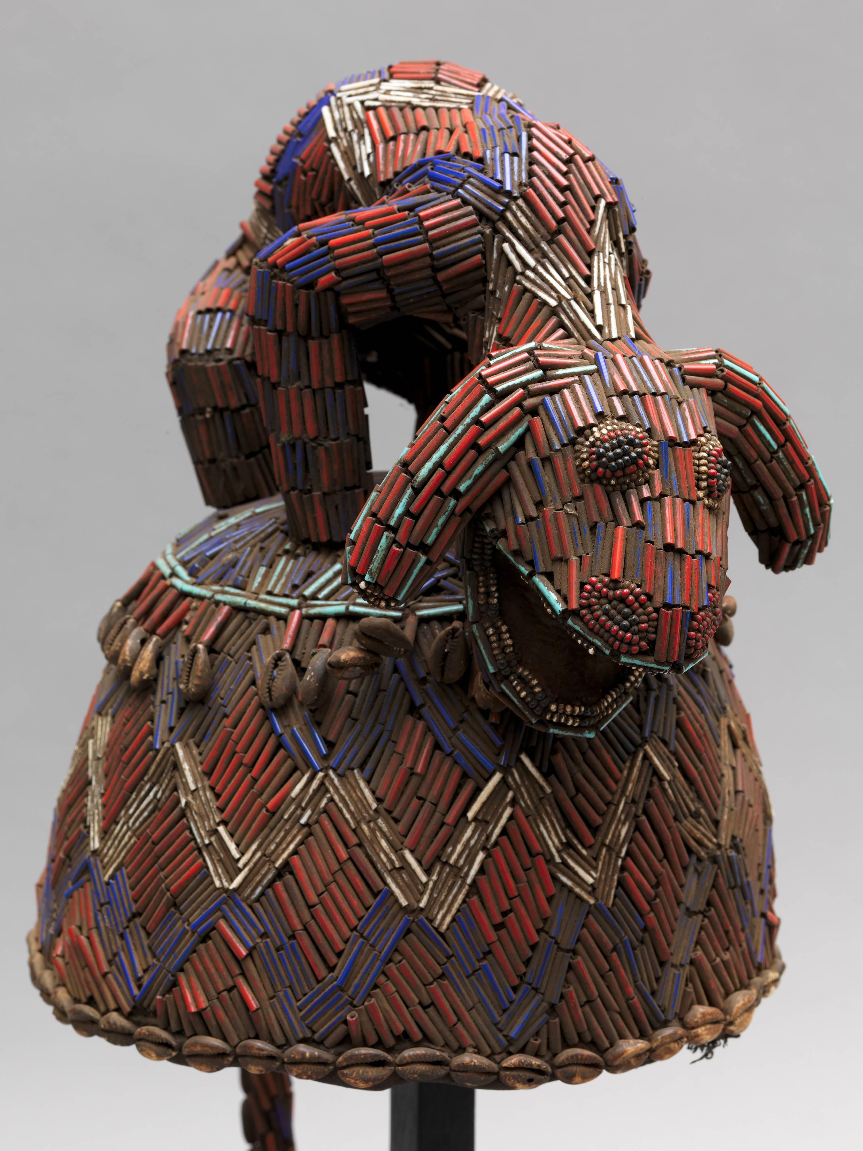 Beads Two Beaded Royal Headdresses, Cameroon Grasslands