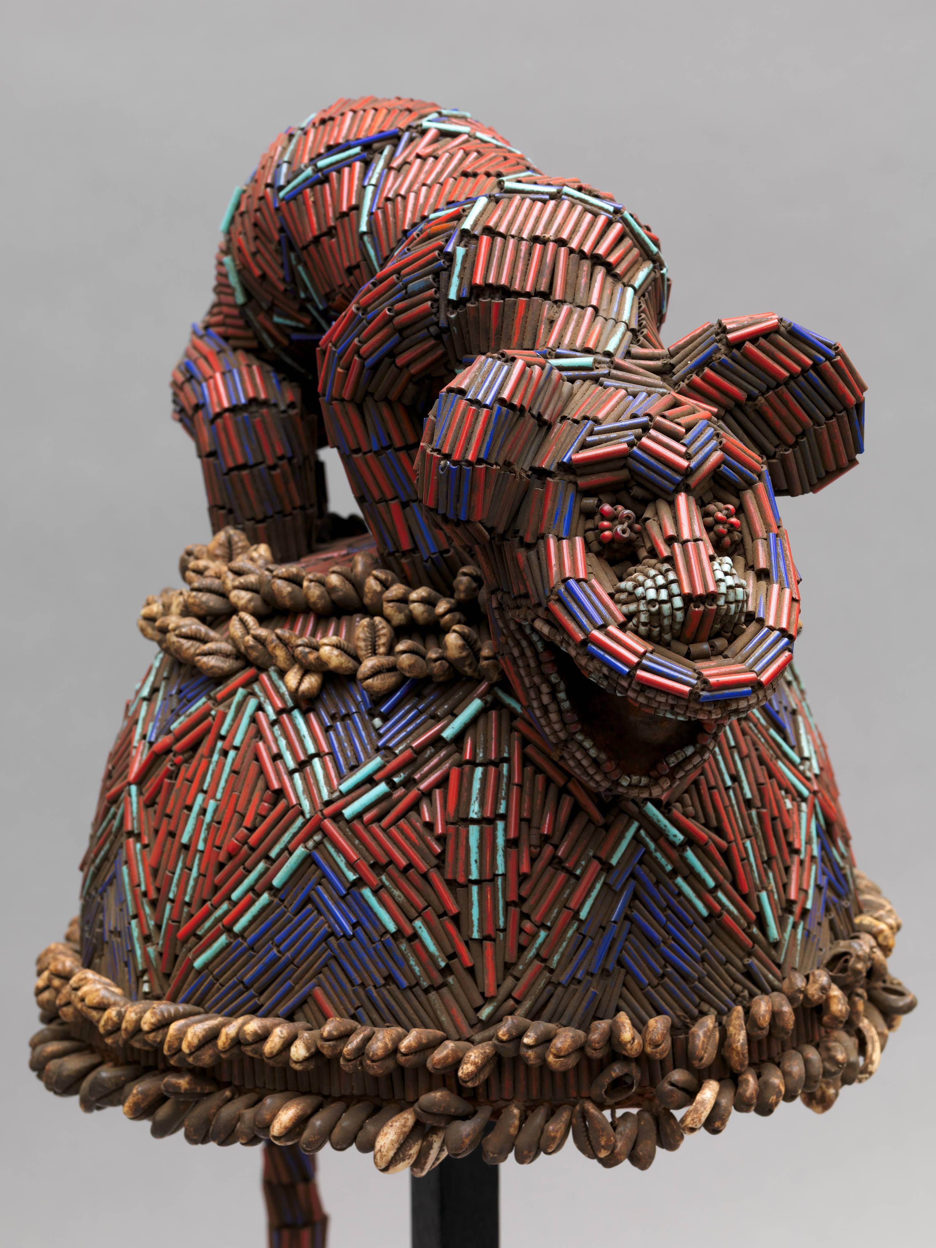 20th Century Two Beaded Royal Headdresses, Cameroon Grasslands