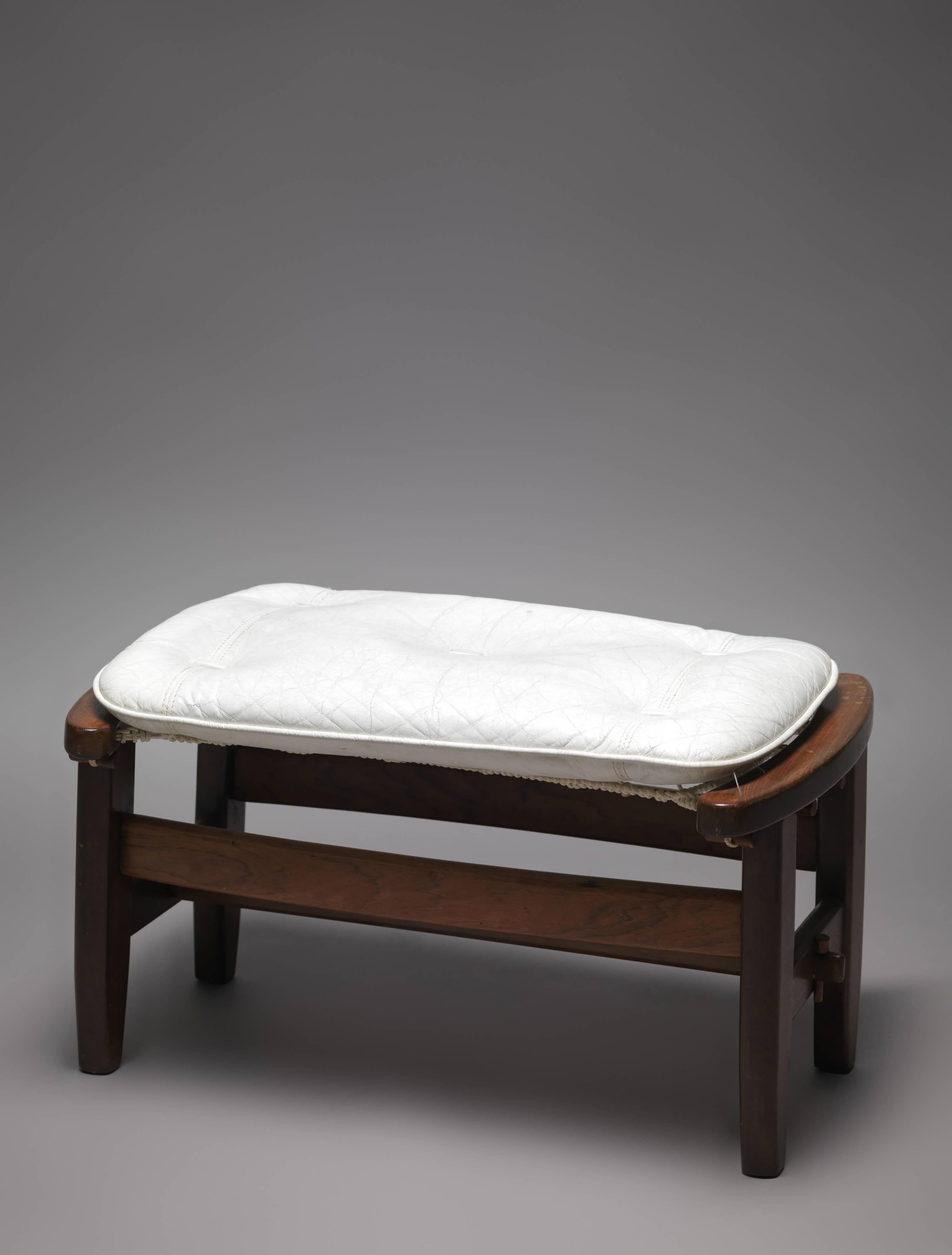 Mid-20th Century Vintage Brazilian White Armchair and Ottoman, Jangada, 1968, Jean Gillon