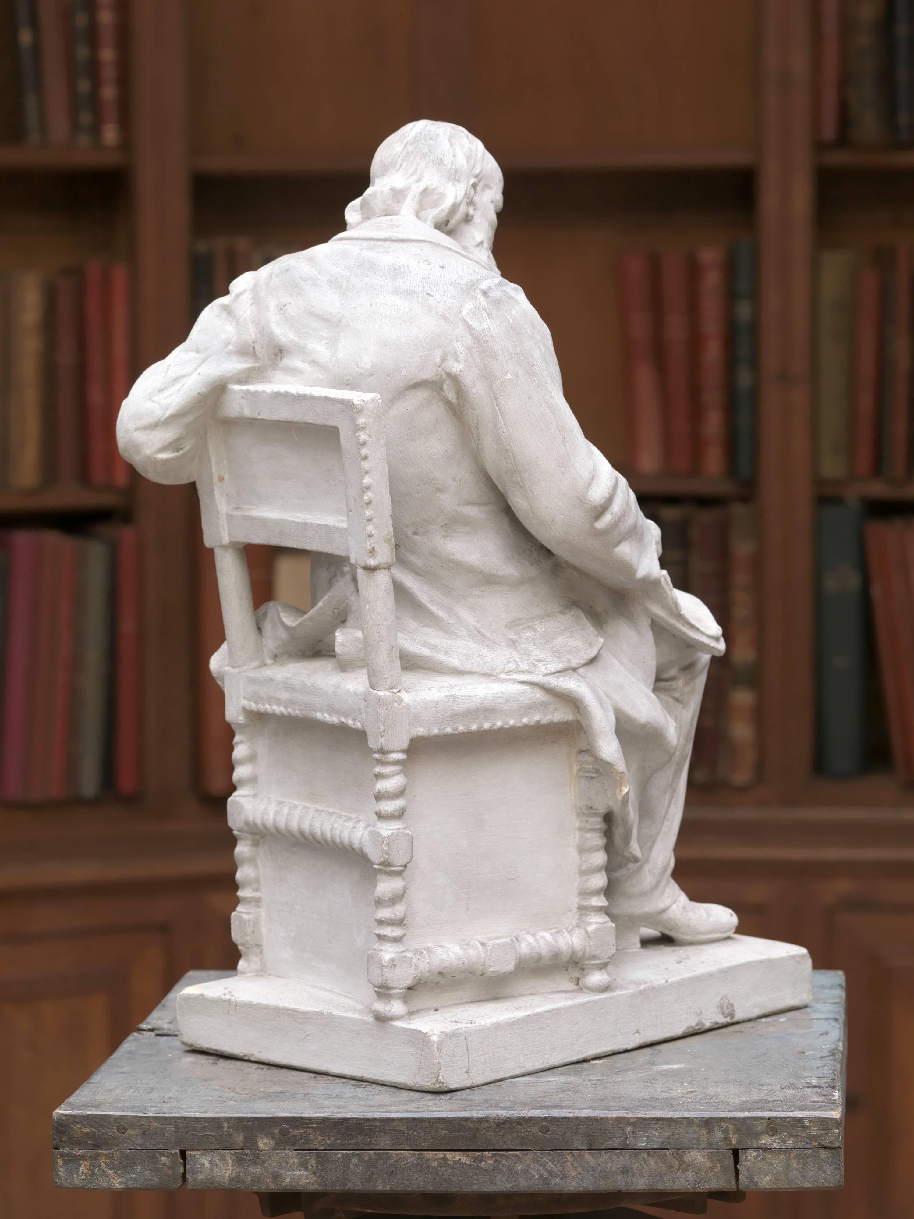 Plaster Model of the Statue of H.Conscience, Belgian Sculptor Frans Joris, 1905 In Good Condition In Leuven , BE