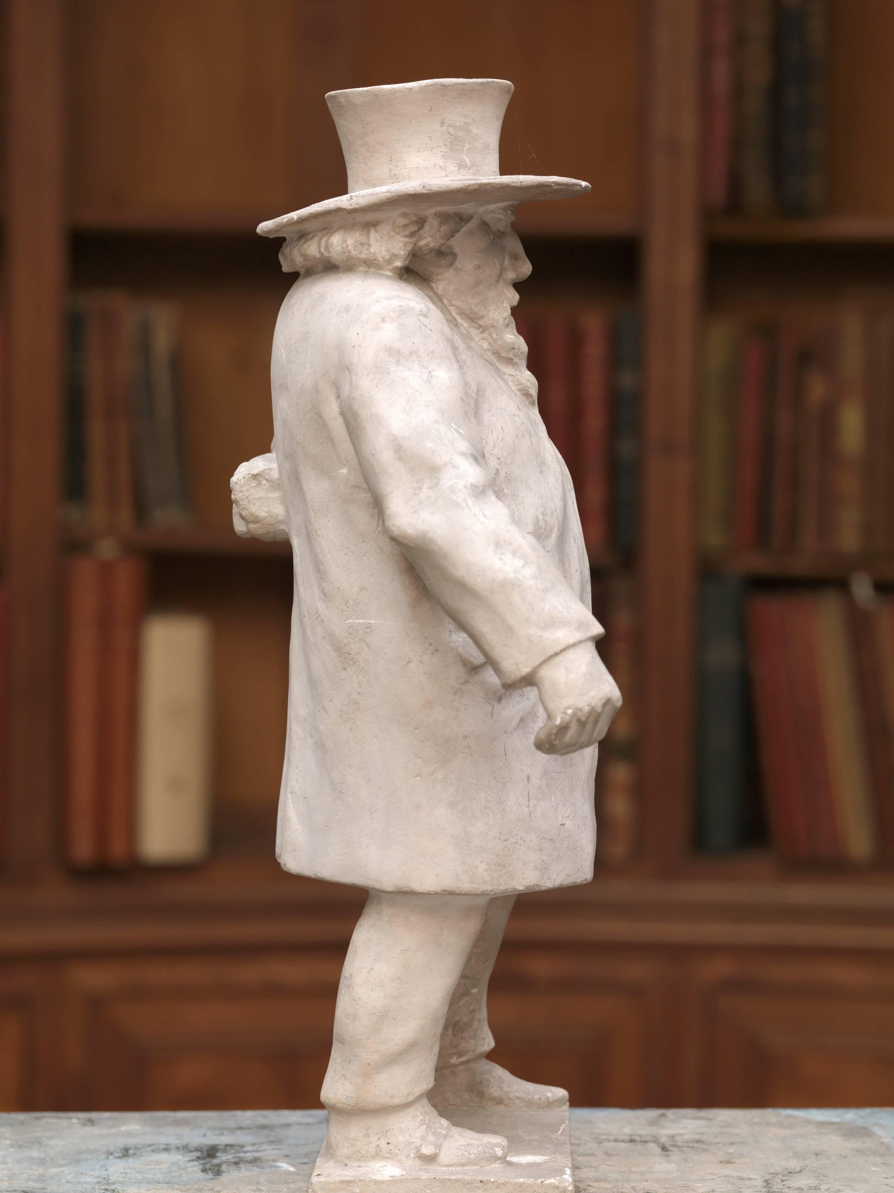 20th Century Plaster Model of the Statue of the Poet E.Hiel by Belgian Sculptor J.F.Van Hamme