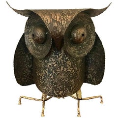 C. Jere Artisan House Large Professor Owl Brutalist Metal Sculpture