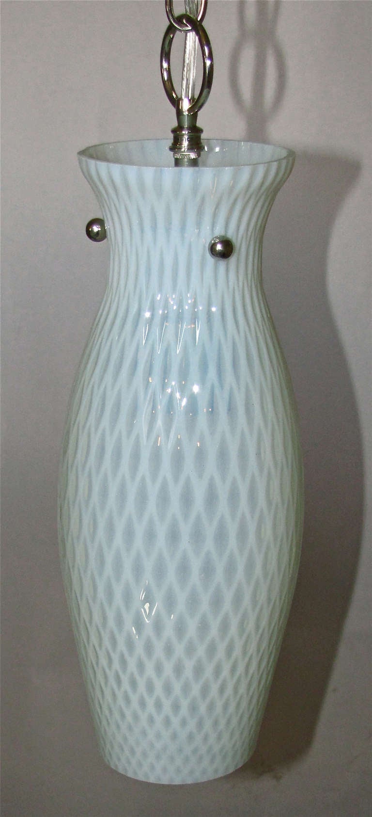 Pair of Opalescent Italian Pendant Lights For Sale at 1stDibs