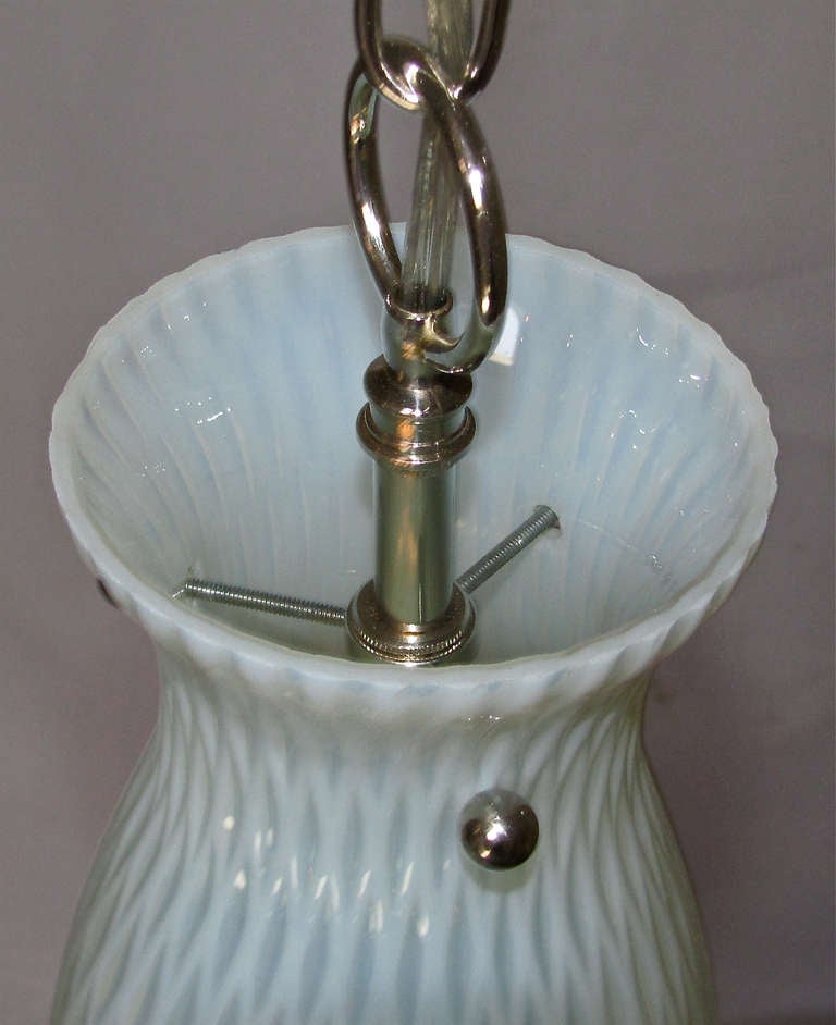 Pair of Opalescent Italian Pendant Lights For Sale at 1stDibs