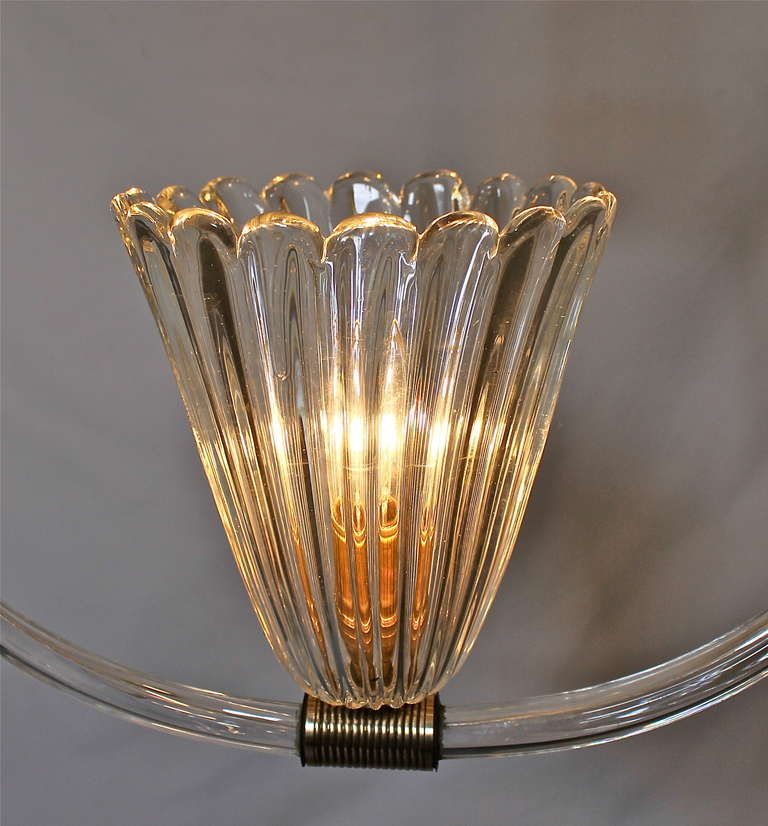 Barovier Murano Glass Pendant Light Chandelier In Good Condition For Sale In Dallas, TX