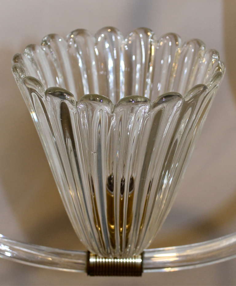 Mid-20th Century Barovier Murano Glass Pendant Light Chandelier For Sale