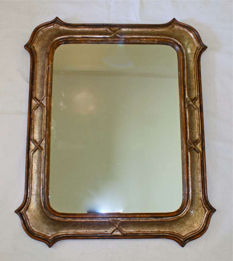 Italian Silver Gilt and Painted Neoclassic Carved Wood Wall Mirror For Sale 5
