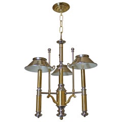 Lightolier Bouillotte Chandelier in Polished Brass and Nickel