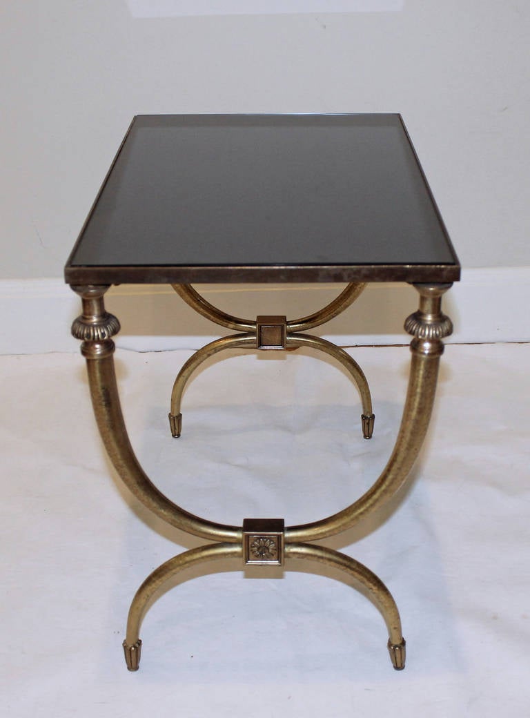 Mid-20th Century French Neoclassic Curule Form Brass Side End Table