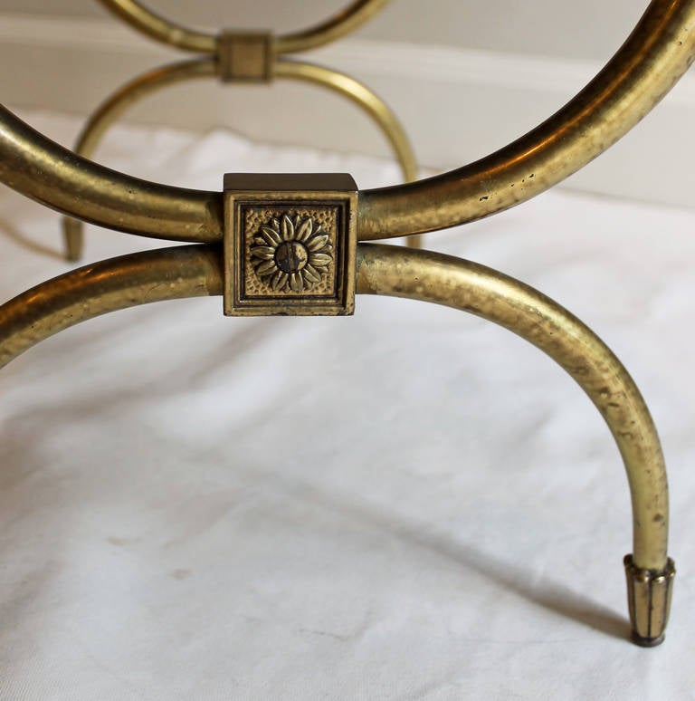 French Neoclassic Curule Form Brass Side End Table 3
