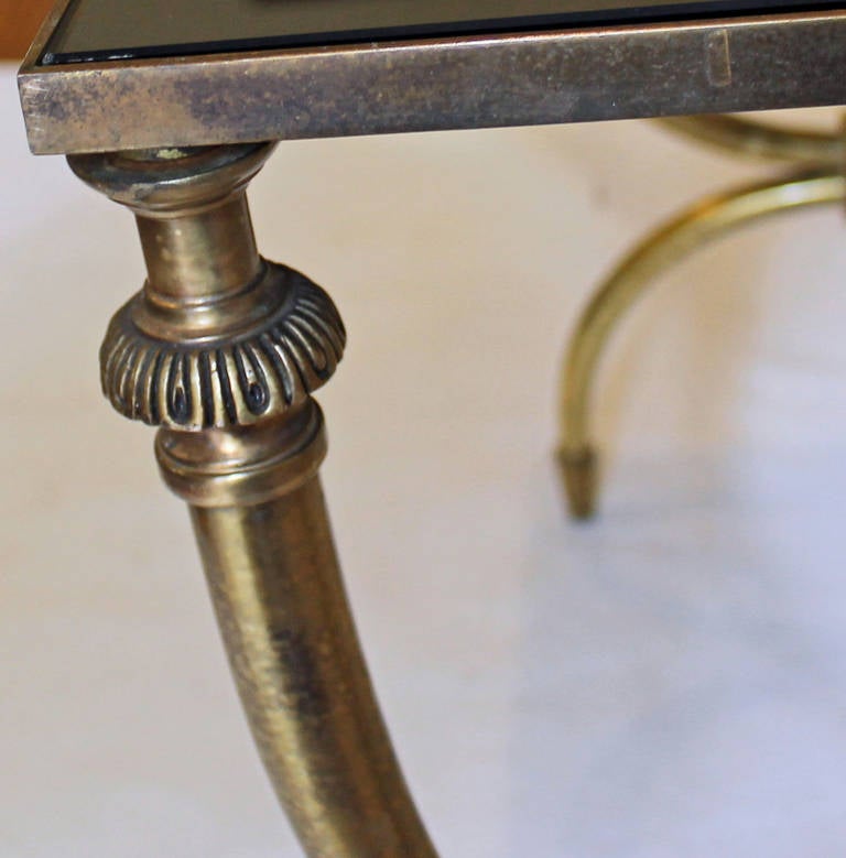 French Neoclassic Curule Form Brass Side End Table 5