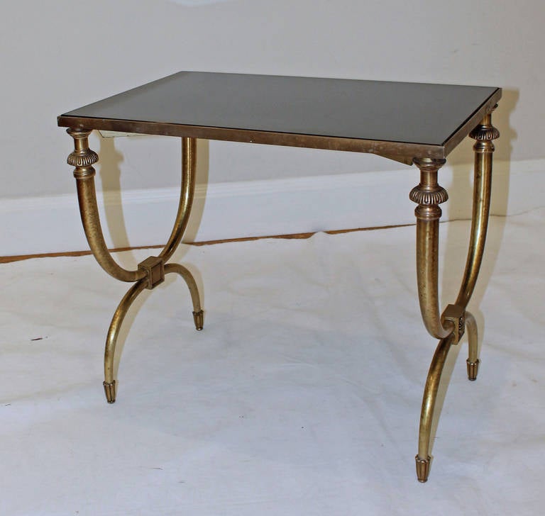 French Neoclassic Curule Form Brass Side End Table 6