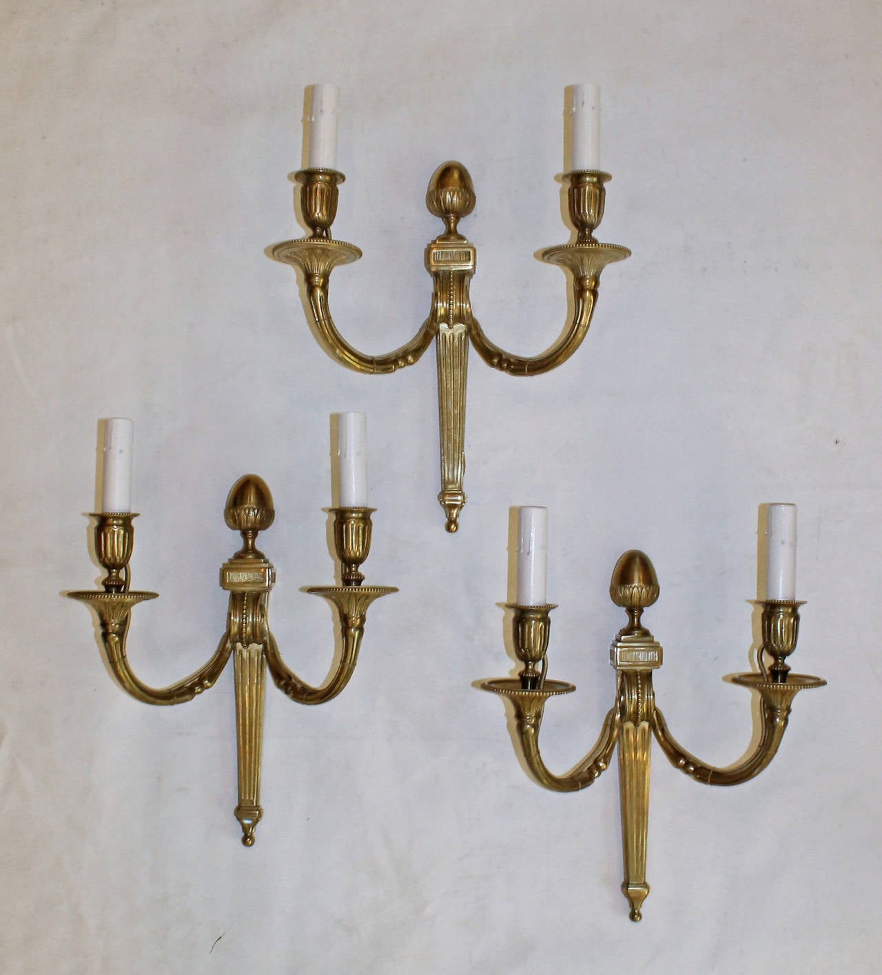 Trio Maison Baguès Bronze Louis XVI Style Sconces For Sale 4