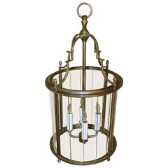 Italian Neoclassic Brass Hall Lantern Pendant Light