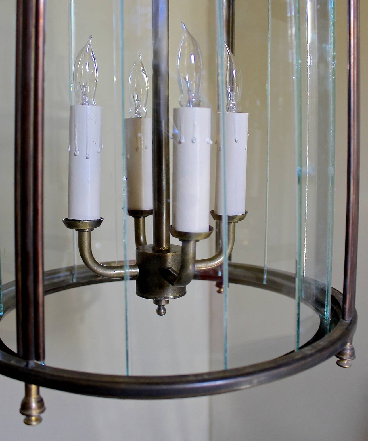 Italian Neoclassic Brass Hall Lantern Pendant Light For Sale 3