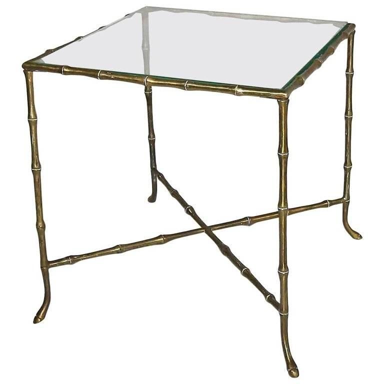 French Bagues Style Faux Brass Bamboo Side Table