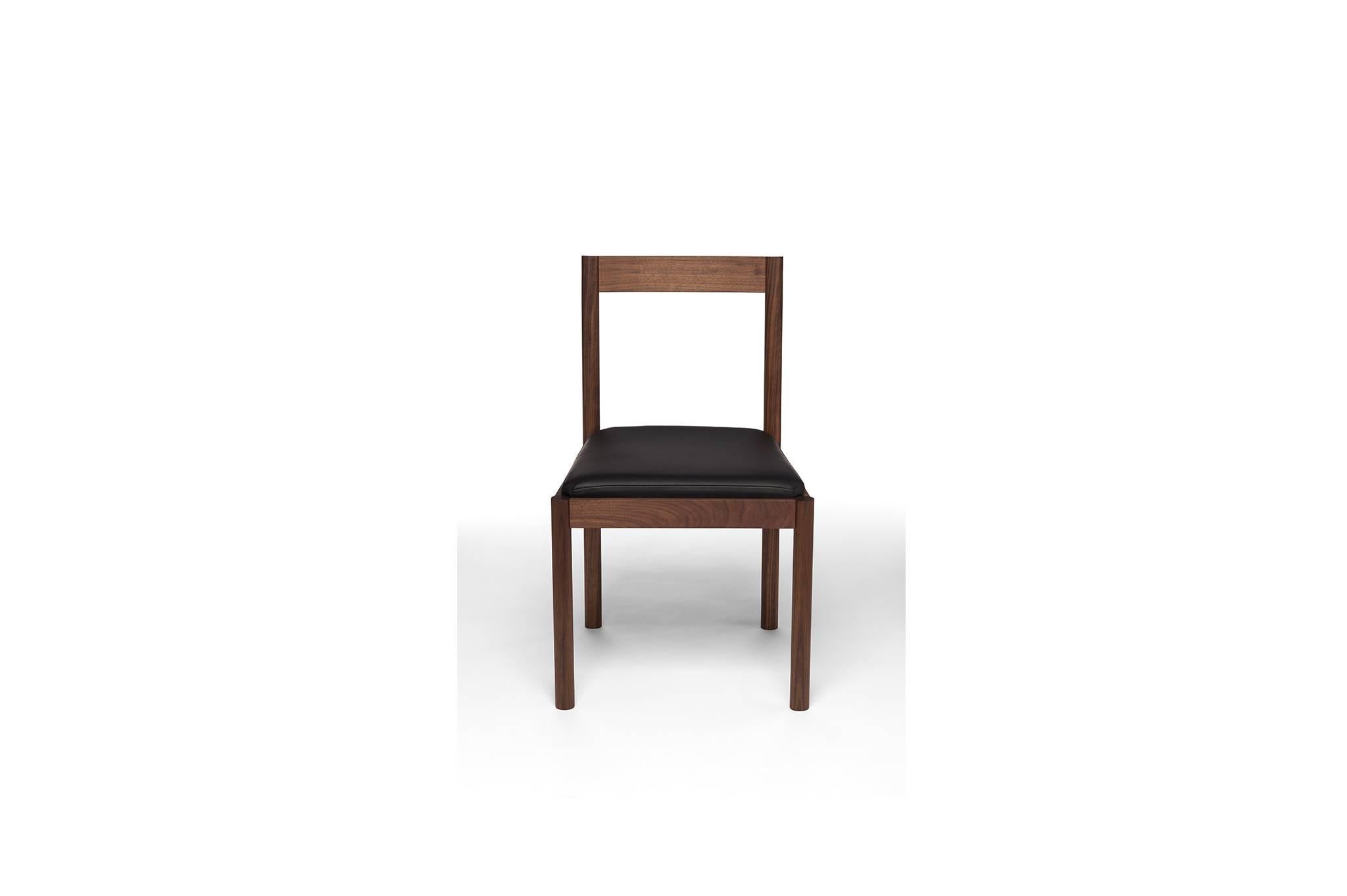 American Dark Walnut and Black Leather Dining Chair, the Henry Chair For Sale