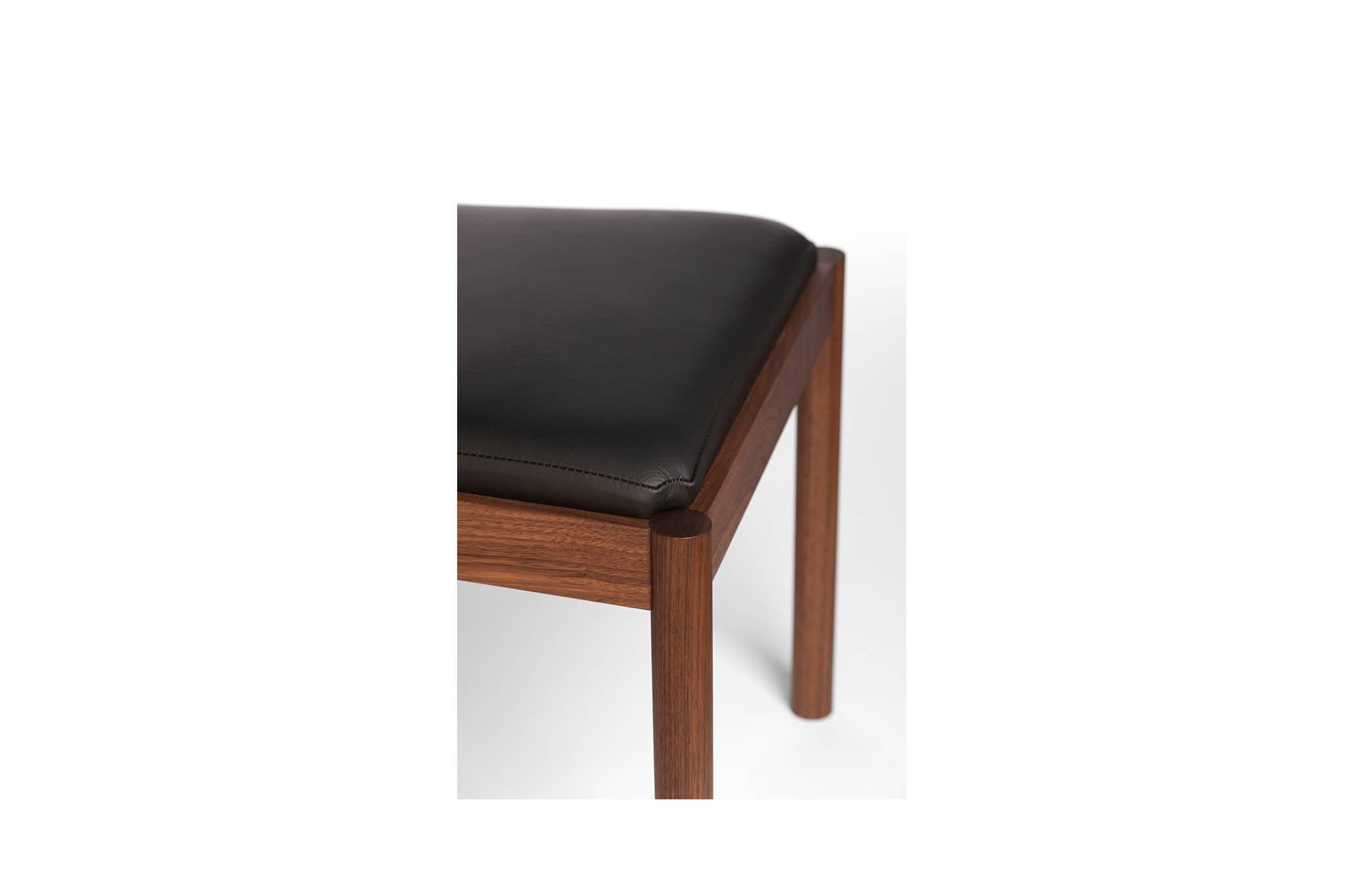 Contemporary Dark Walnut and Black Leather Dining Chair, the Henry Chair For Sale