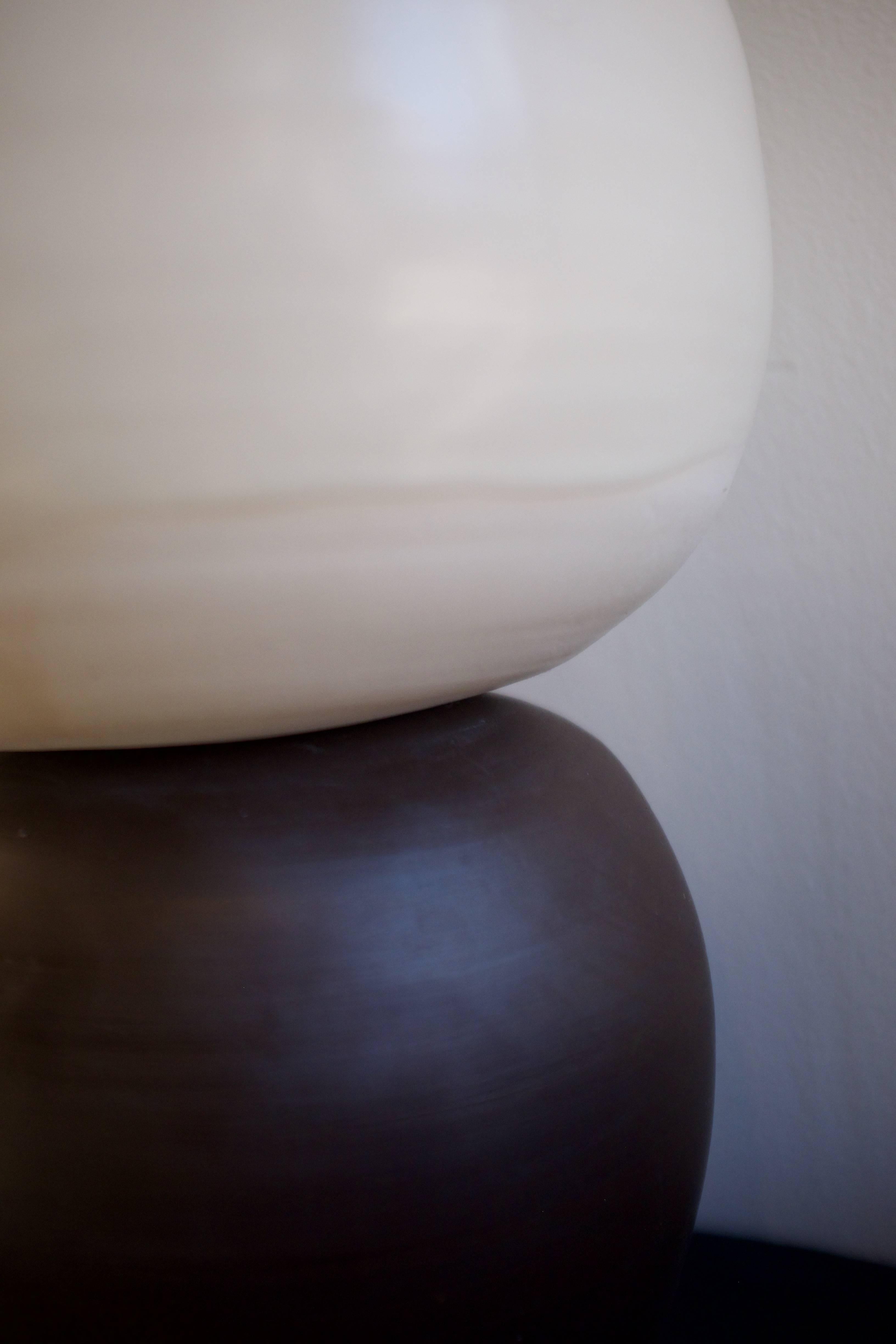 Asymmetrical Reversible Black 'Deep Brown' and White Porcelain Planter In New Condition For Sale In Aspen, CO