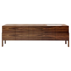"Lina" Modernist Style Woodwork Natural Walnut Credenza with Drawer