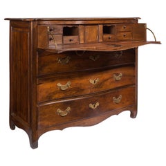 18th Century Serpentine Bow Front Bureau, Butler's Desk, Hidden Writing Surface