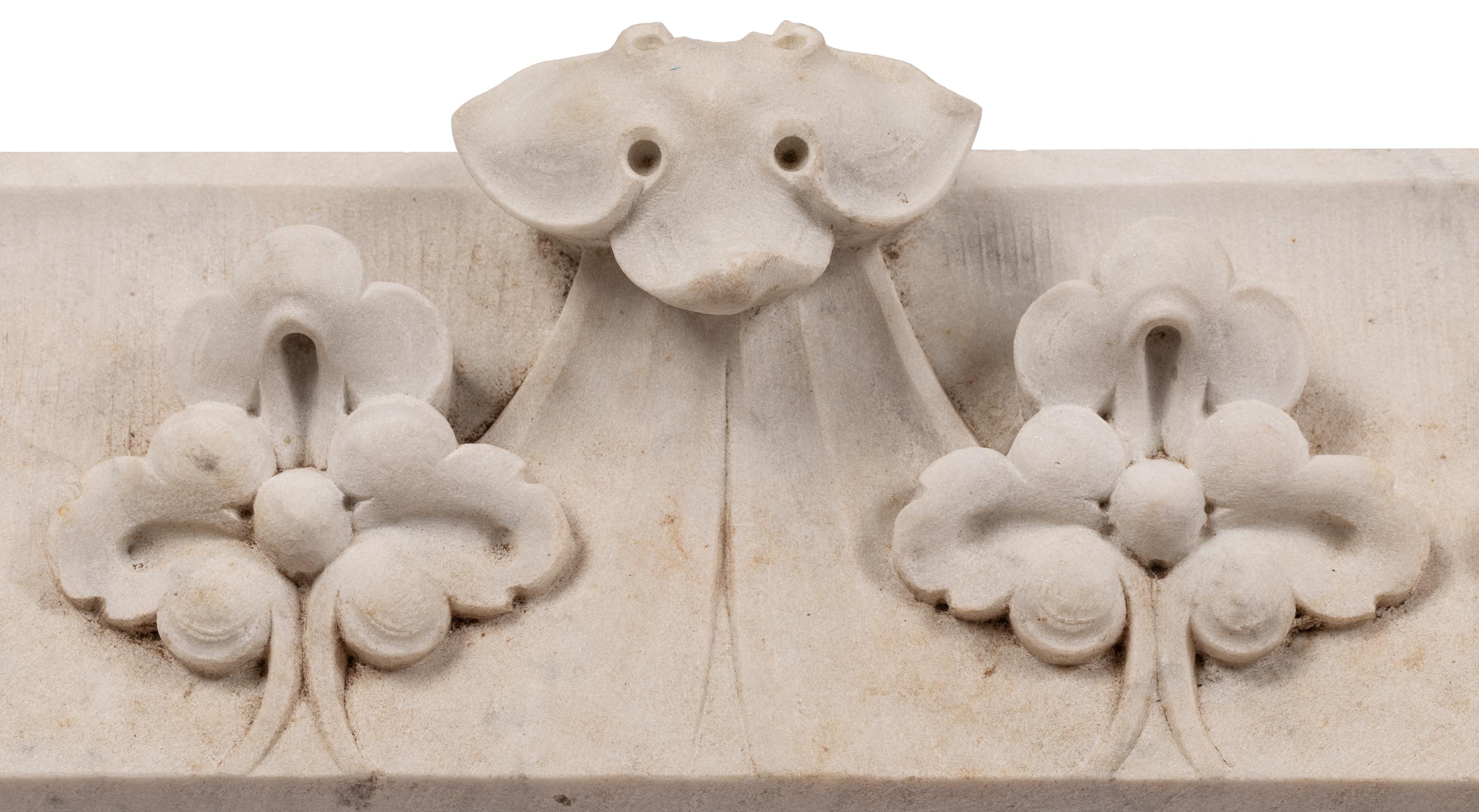 Hand-Carved French Marble Architectural Detail, Door / Window Lintel, with Birds For Sale 3