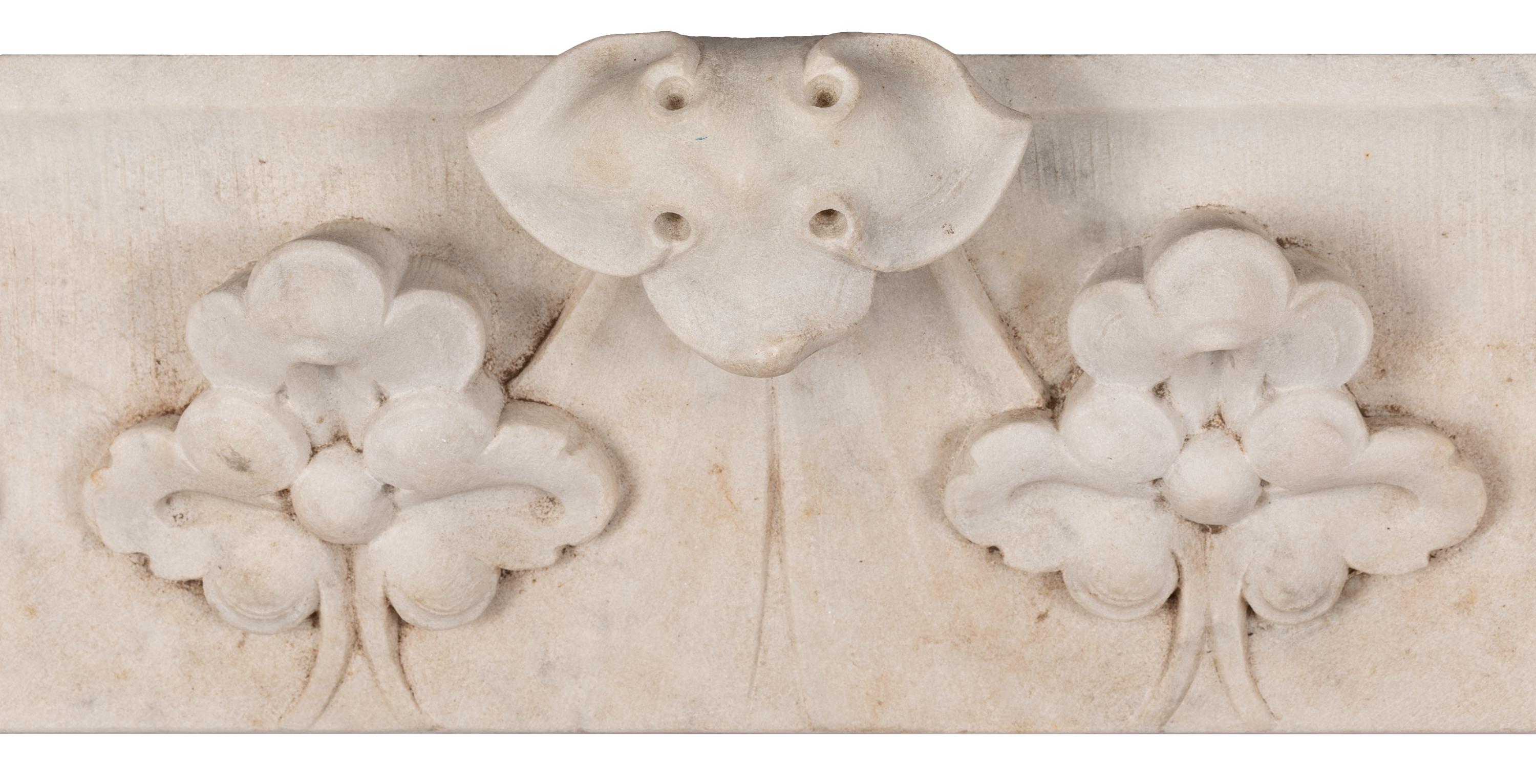 Hand-Carved French Marble Architectural Detail, Door / Window Lintel, with Birds For Sale 6