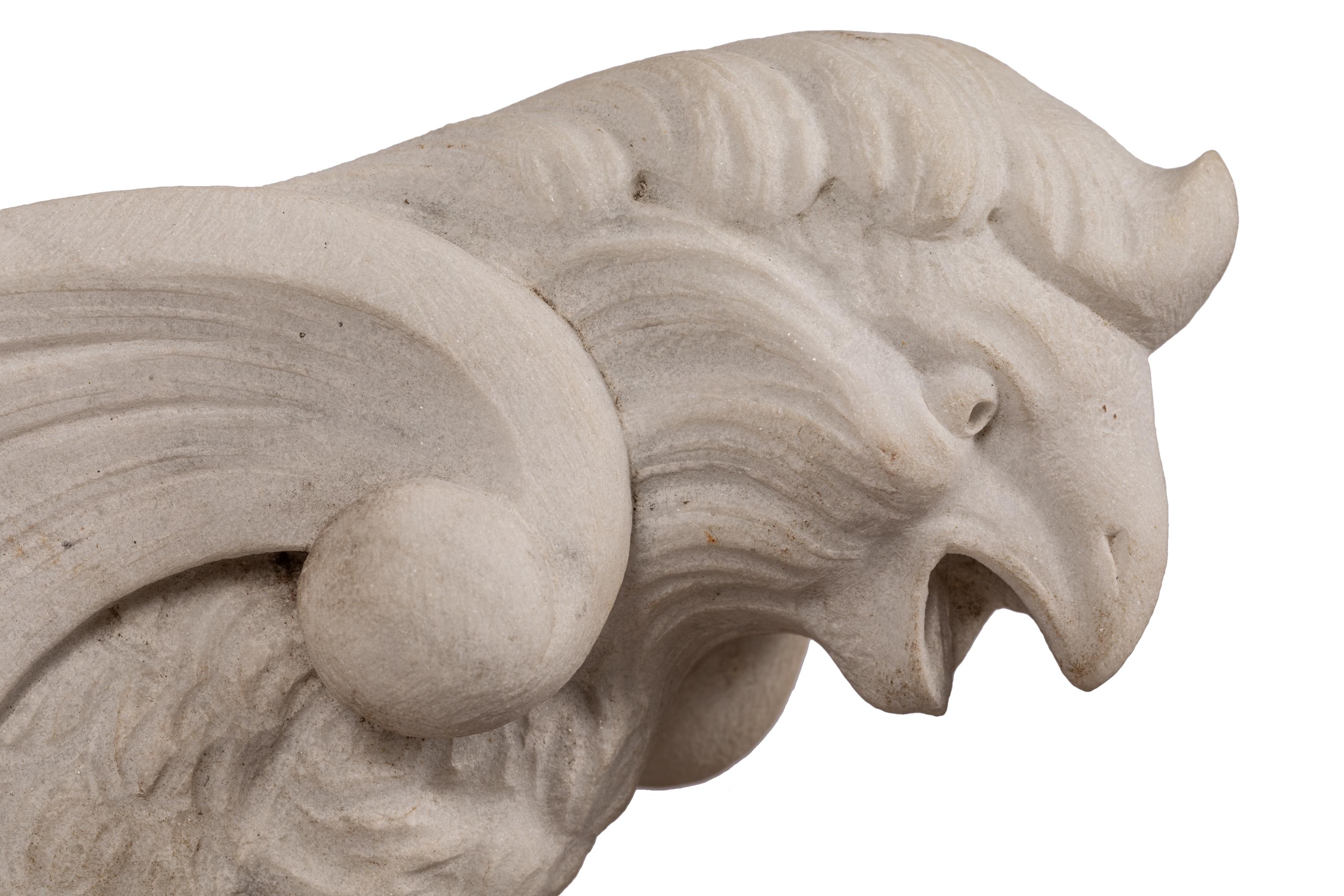 Hand-Carved French Marble Architectural Detail, Door / Window Lintel, with Birds For Sale 5