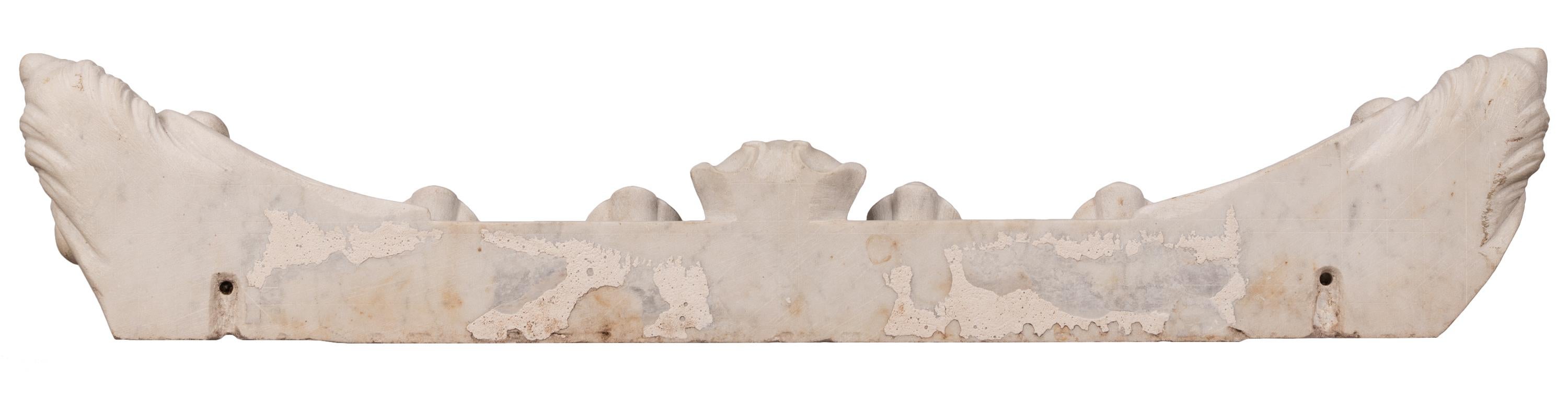 Beaux Arts Hand-Carved French Marble Architectural Detail, Door / Window Lintel, with Birds For Sale