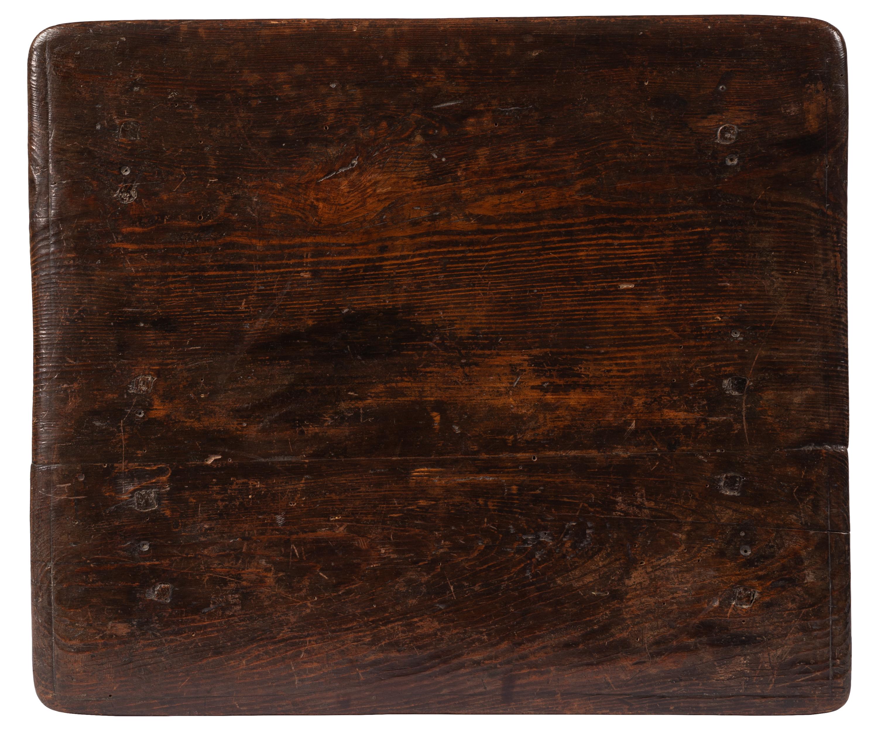 Small 18th C. Rustic Northern Spanish Table with Drawer, Intricately Hand-Carved For Sale 4
