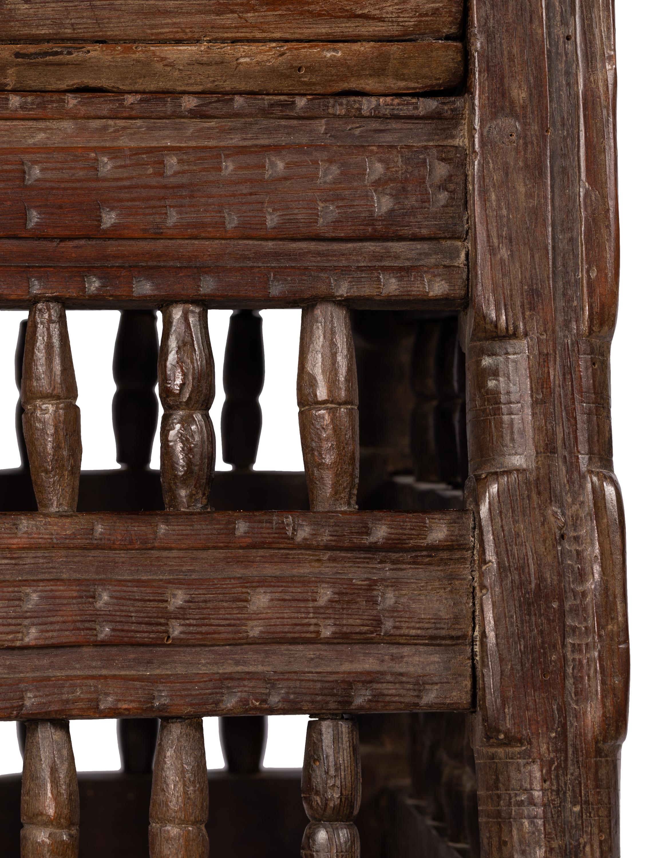 Small 18th C. Rustic Northern Spanish Table with Drawer, Intricately Hand-Carved For Sale 8