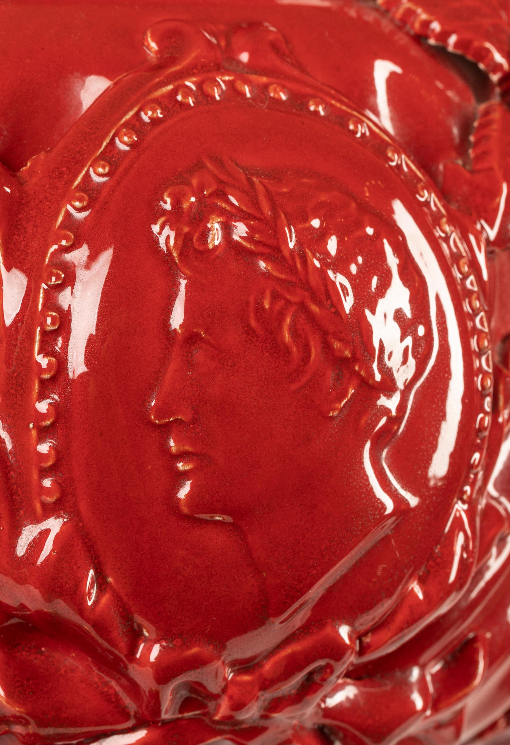 Grande lampe de table vintage du milieu du siècle en céramique espagnole, glaçure rouge vif, Manises Bon état - En vente à Madrid, ES