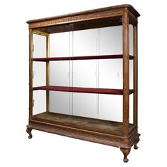 Large Louis XVI Style Display Case / Vitrine, Carved Details with Gold Finish