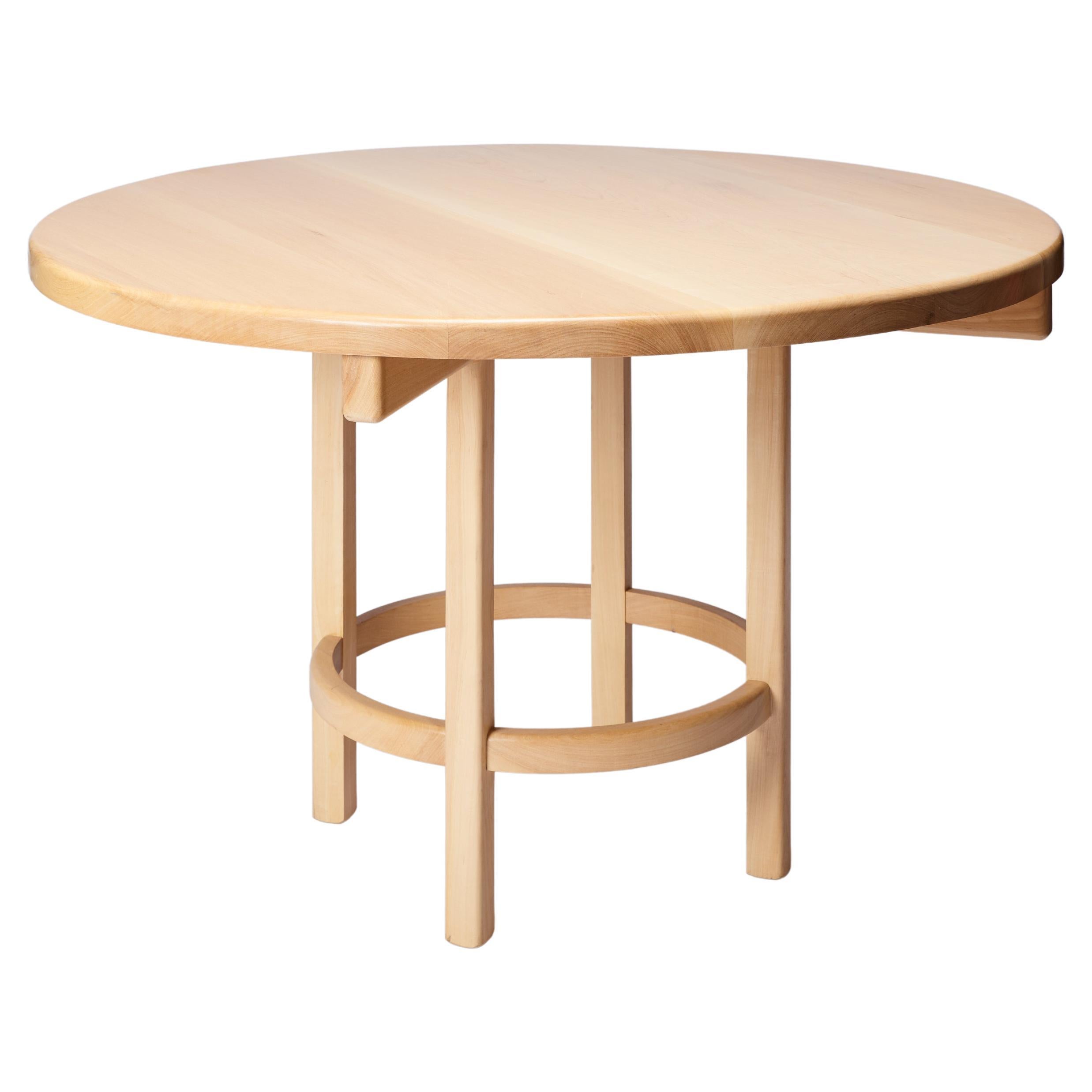 ORNO Contemporary Round Dining Table in Solid Hardwood by Ries For Sale