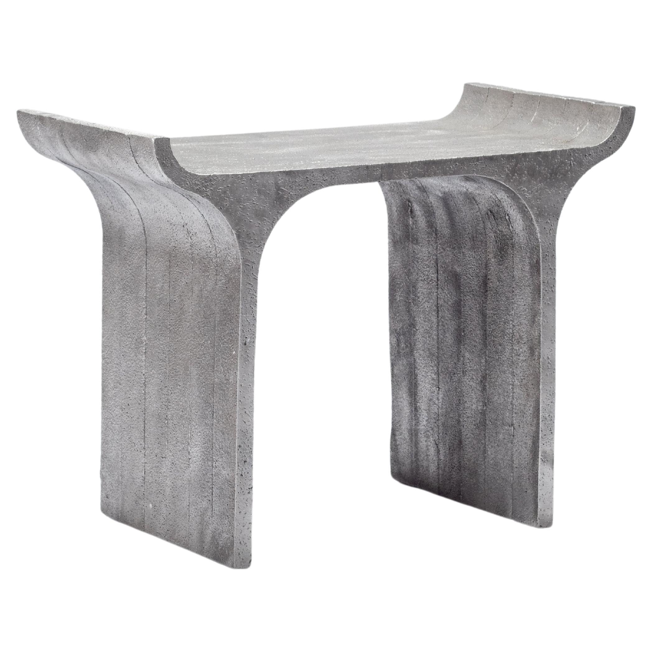 TORI Contemporary Low Stool in Sand Cast Aluminium by Ries For Sale