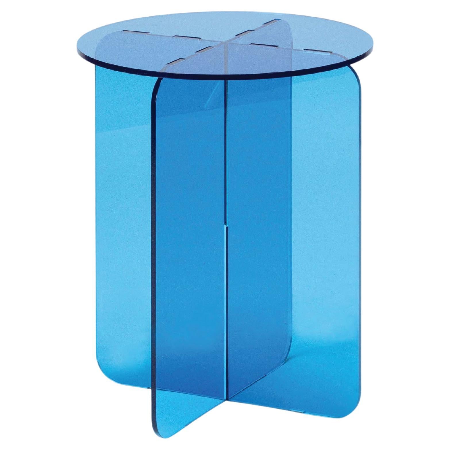 ROMA Contemporary Side Table in Clear Acrylic by Ries (Round Top) For Sale