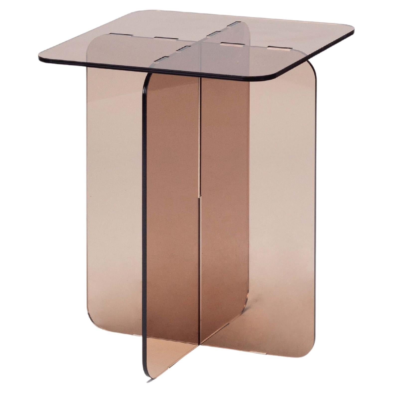 ROMA Contemporary Side Table Acrylic by Ries (Square Top) For Sale