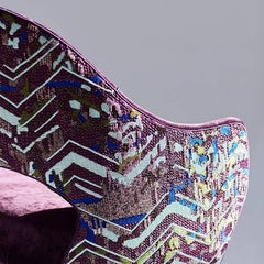 Hand Crafted Midcentury chair aubergine velvet Textile embroidered