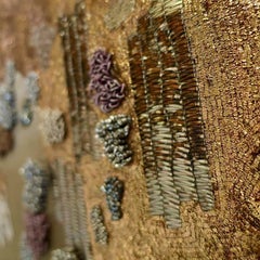 Hand crafted Midcentury Chair Gold Embroidery by Geraldine Larkin