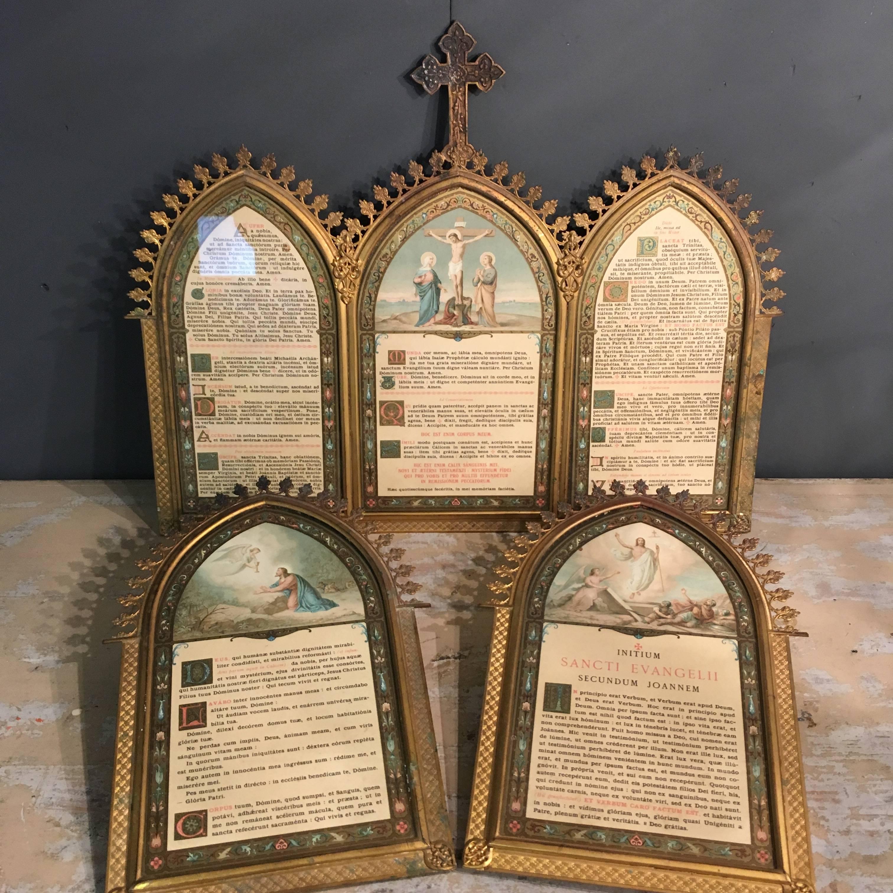 Brass Latin Mass Altar Cards, Mid-Late 19th Century