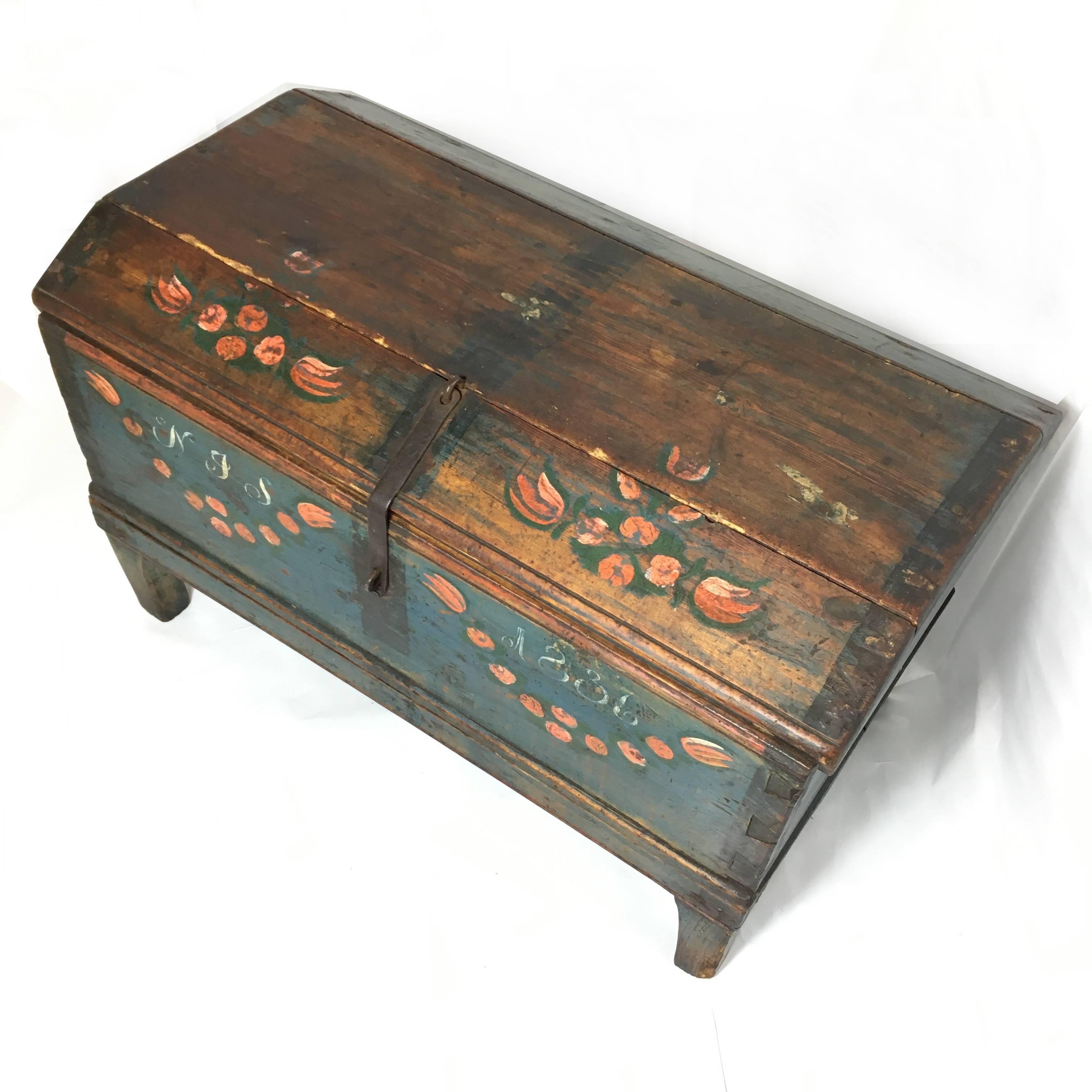 Victorian Antique Swedish Marriage Trunk, 1836