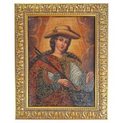 19th Century Cuzco School Oil Painting On Canvas
