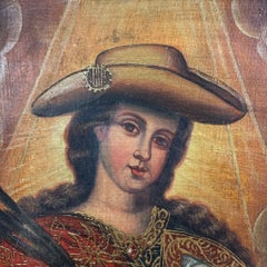 Peinture à l'huile sur toile de l'école de Cuzco du XIXe siècle
