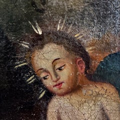Peinture de l'école de Cuzco du XIXe siècle représentant la Vierge à l'Enfant avec les Rois mages